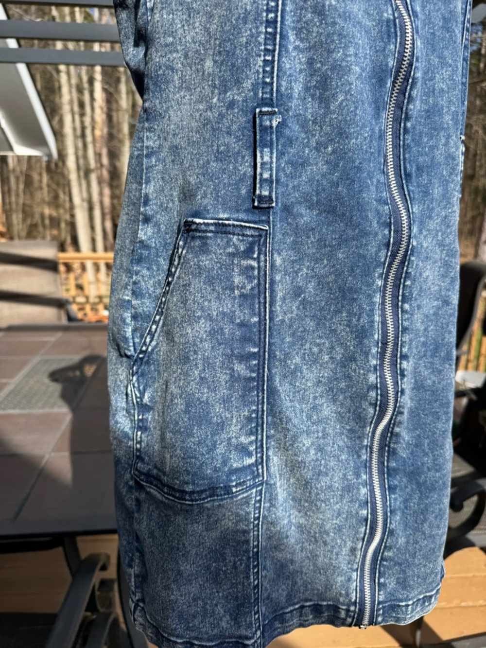 Sleeveless Blue Denim Midi Dress with Front Zip - Picture 5 of 11